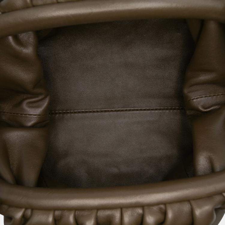 Pre Owned Bottega Veneta Brown Lambskin The Mini Pouch Crossbody