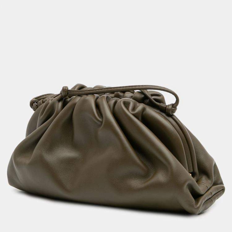 Pre Owned Bottega Veneta Brown Lambskin The Mini Pouch Crossbody