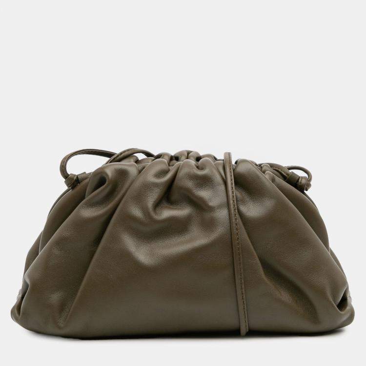 Pre Owned Bottega Veneta Brown Lambskin The Mini Pouch Crossbody