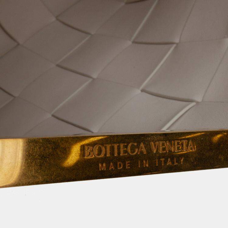 Pre Owned Bottega Veneta White Lambskin Maxi Intrecciato The Snap Clutch