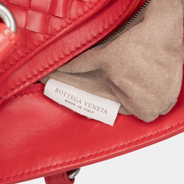 Pre Owned Bottega Veneta Red Small Nappa Intrecciato Roma Satchel