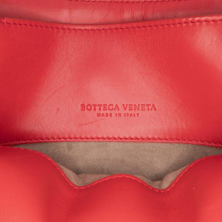 Pre Owned Bottega Veneta Red Small Nappa Intrecciato Roma Satchel