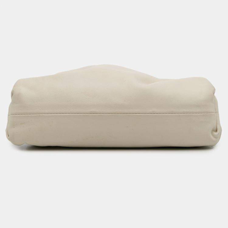 Pre Owned Bottega Veneta White Lambskin The Mini Pouch Crossbody