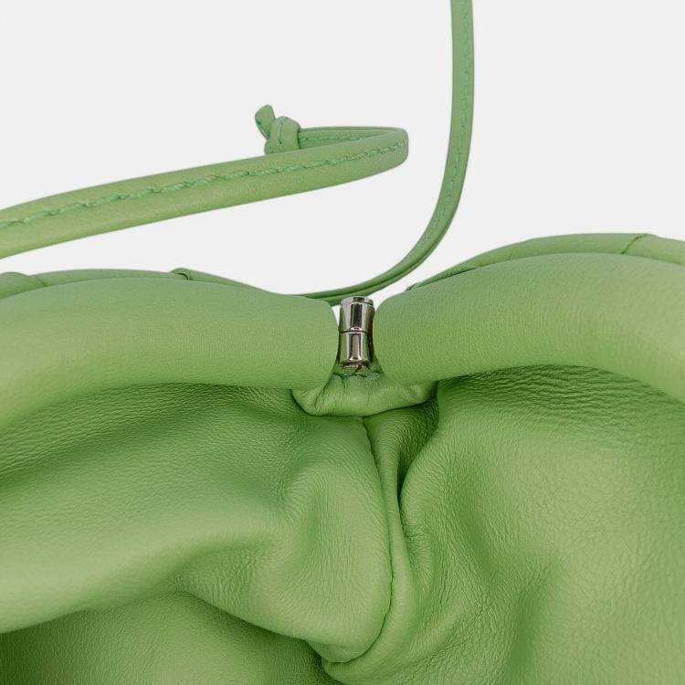 Pre Owned Bottega Veneta Green Nappa Intrecciato The Mini Pouch Crossbody