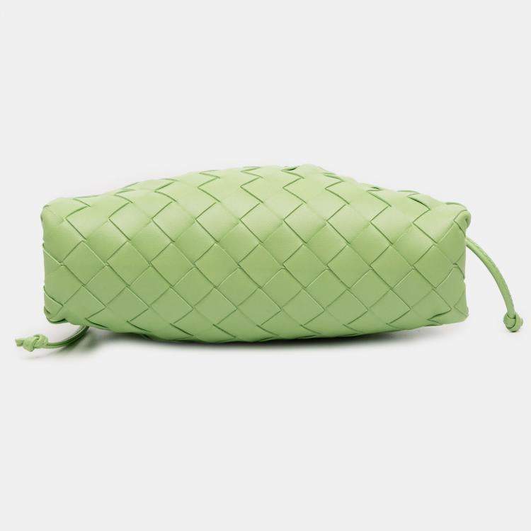 Pre Owned Bottega Veneta Green Nappa Intrecciato The Mini Pouch Crossbody