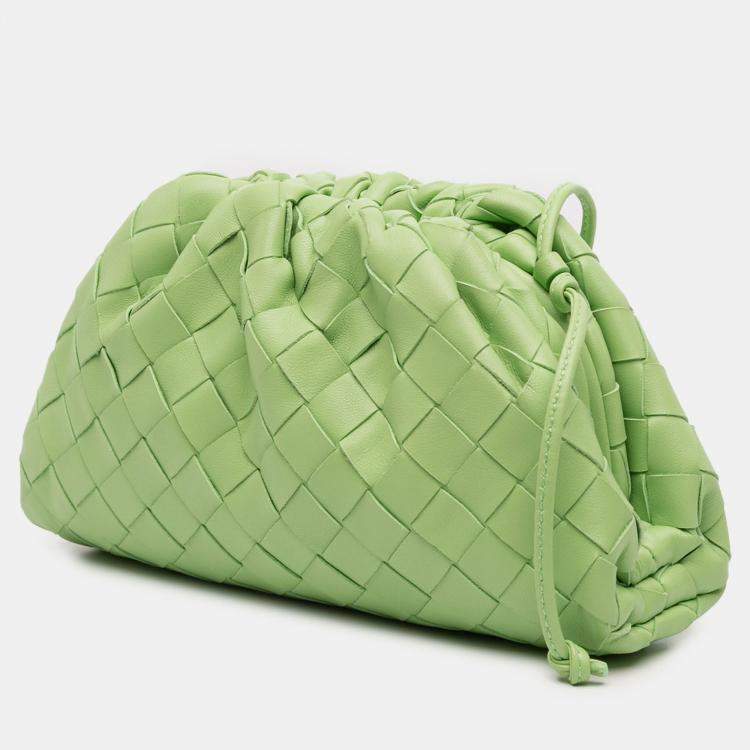 Pre Owned Bottega Veneta Green Nappa Intrecciato The Mini Pouch Crossbody