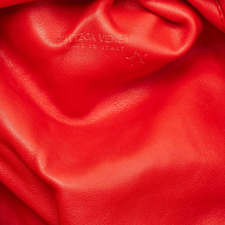 Pre Owned Bottega Veneta Red Leather Mini The Pouch Bag
