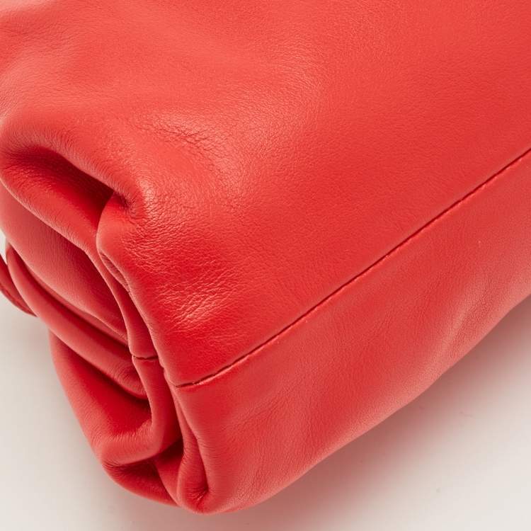 Pre Owned Bottega Veneta Red Leather Mini The Pouch Bag