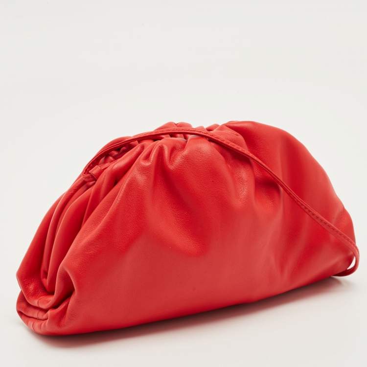 Pre Owned Bottega Veneta Red Leather Mini The Pouch Bag