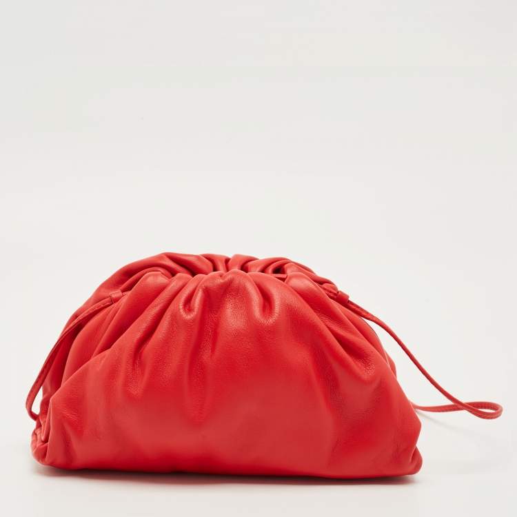 Pre Owned Bottega Veneta Red Leather Mini The Pouch Bag