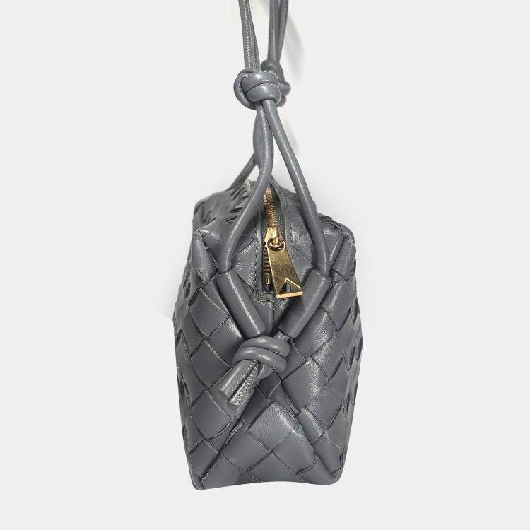 Pre Owned Bottega Veneta Loop Mini Intrecciato Leather Crossbody Bag
