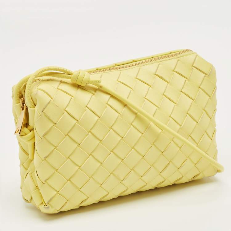 Pre Owned Bottega Veneta Yellow Intrecciato Leather Small Loop Camera Bag