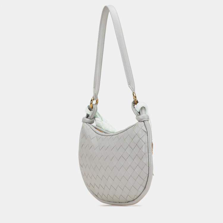 مملوكة مسبقًا Bottega Veneta Grey Small Bicolor Lambskin Intrecciato Gemelli Bag