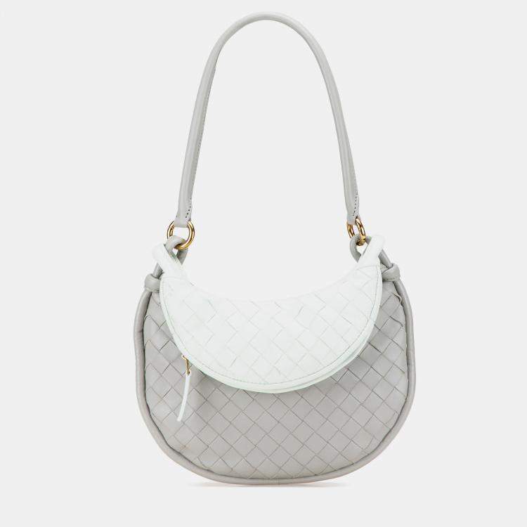 مملوكة مسبقًا Bottega Veneta Grey Small Bicolor Lambskin Intrecciato Gemelli Bag