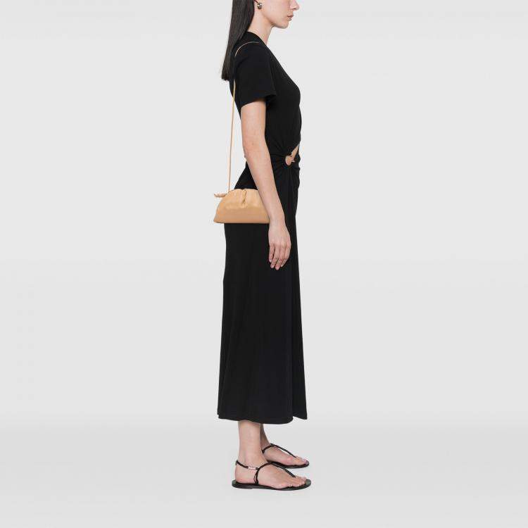 Pre Owned Bottega Veneta Beige Brown Lambskin The Mini Pouch Crossbody