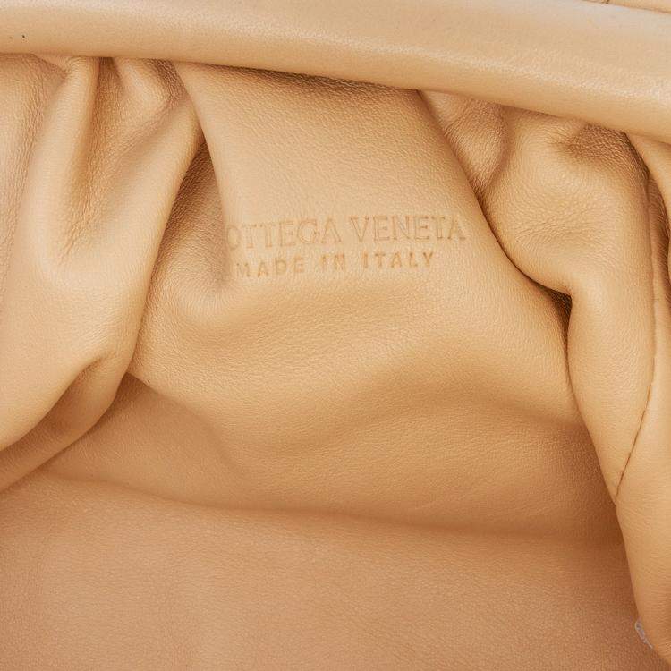 Pre Owned Bottega Veneta Beige Brown Lambskin The Mini Pouch Crossbody