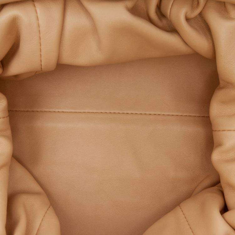 Pre Owned Bottega Veneta Beige Brown Lambskin The Mini Pouch Crossbody