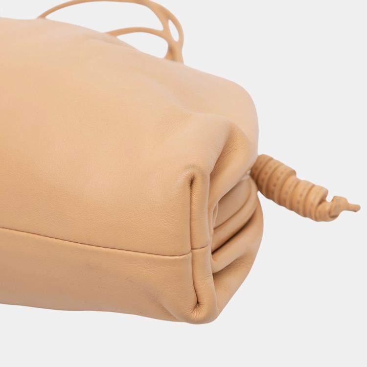 Pre Owned Bottega Veneta Beige Brown Lambskin The Mini Pouch Crossbody