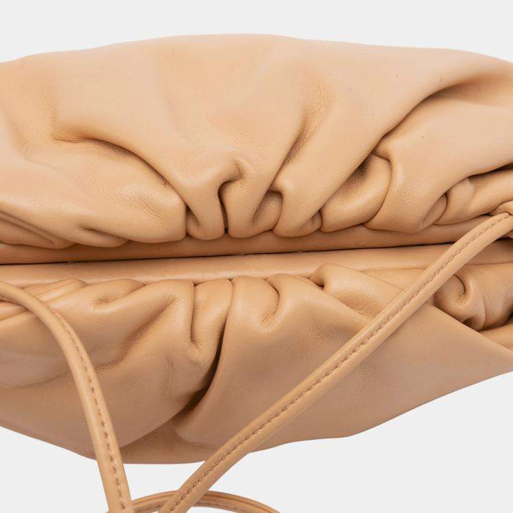 Pre Owned Bottega Veneta Beige Brown Lambskin The Mini Pouch Crossbody