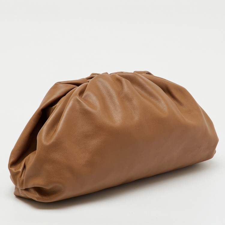 Pre Owned Bottega Veneta Brown Leather Pouch Clutch