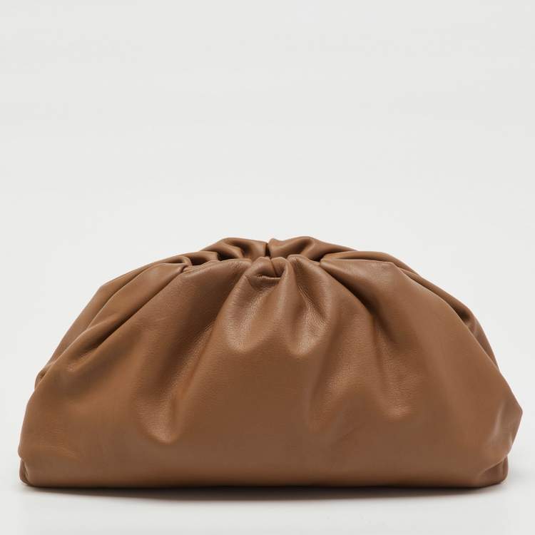Pre Owned Bottega Veneta Brown Leather Pouch Clutch