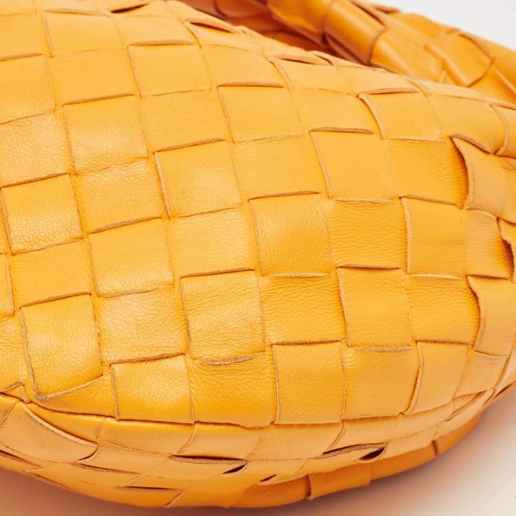 Pre Owned Bottega Veneta Orange Intrecciato Leather Mini BV Jodie Hobo