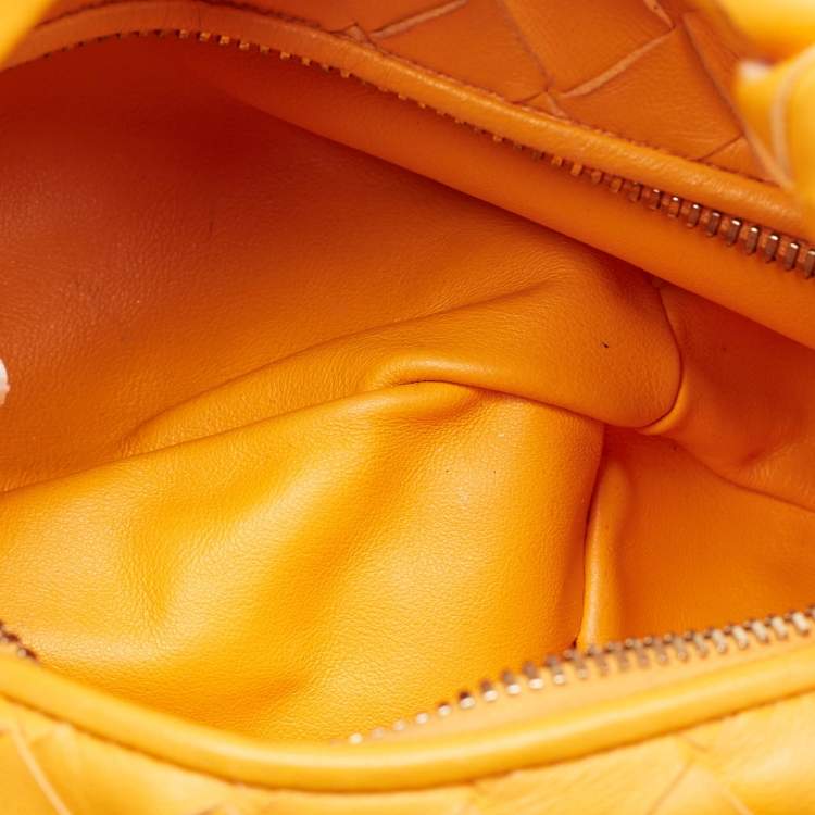 Pre Owned Bottega Veneta Orange Intrecciato Leather Mini BV Jodie Hobo
