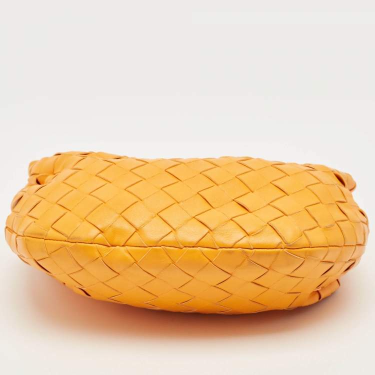 Pre Owned Bottega Veneta Orange Intrecciato Leather Mini BV Jodie Hobo