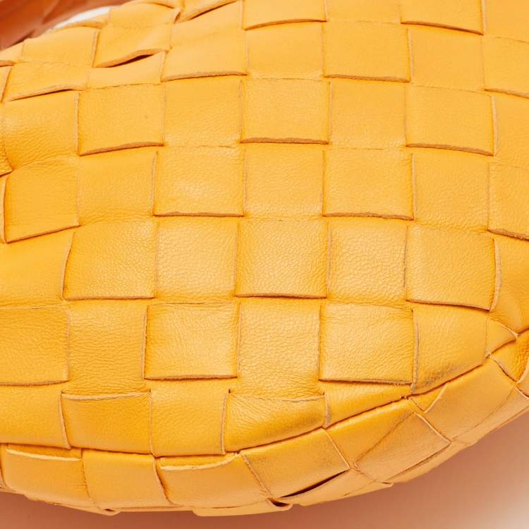 Pre Owned Bottega Veneta Orange Intrecciato Leather Mini BV Jodie Hobo