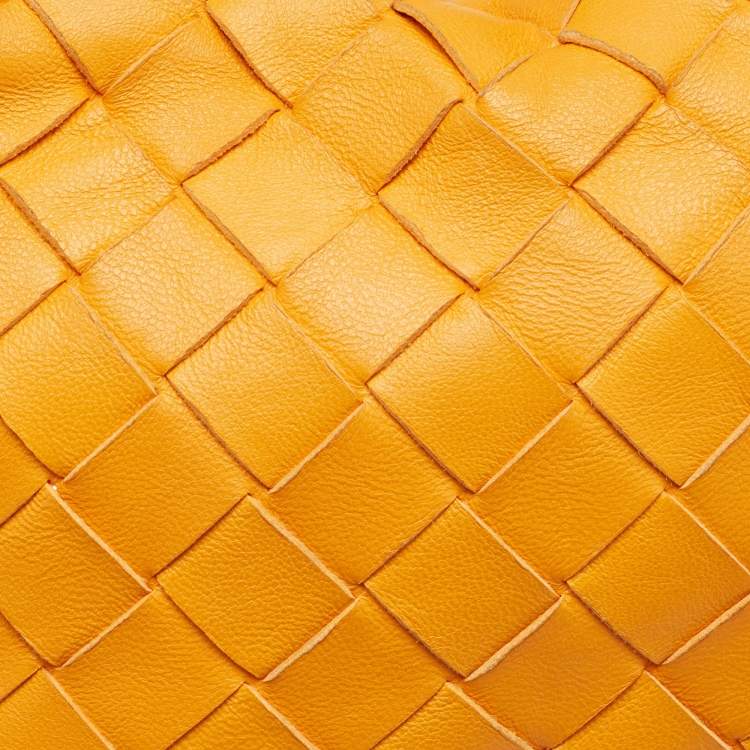 Pre Owned Bottega Veneta Orange Intrecciato Leather Mini BV Jodie Hobo