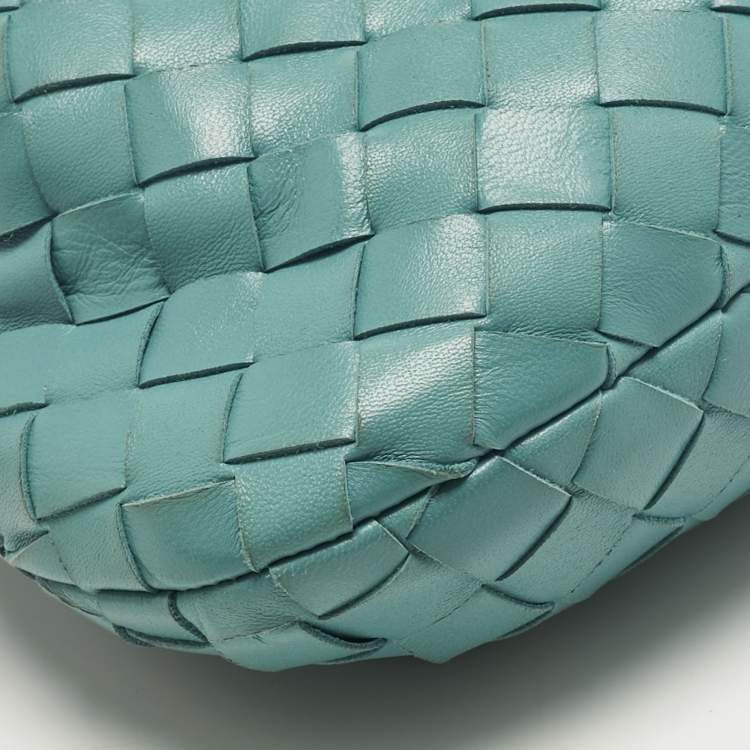 Pre Owned Bottega Veneta Turquoise Intrecciato Leather Mini Jodie Hobo