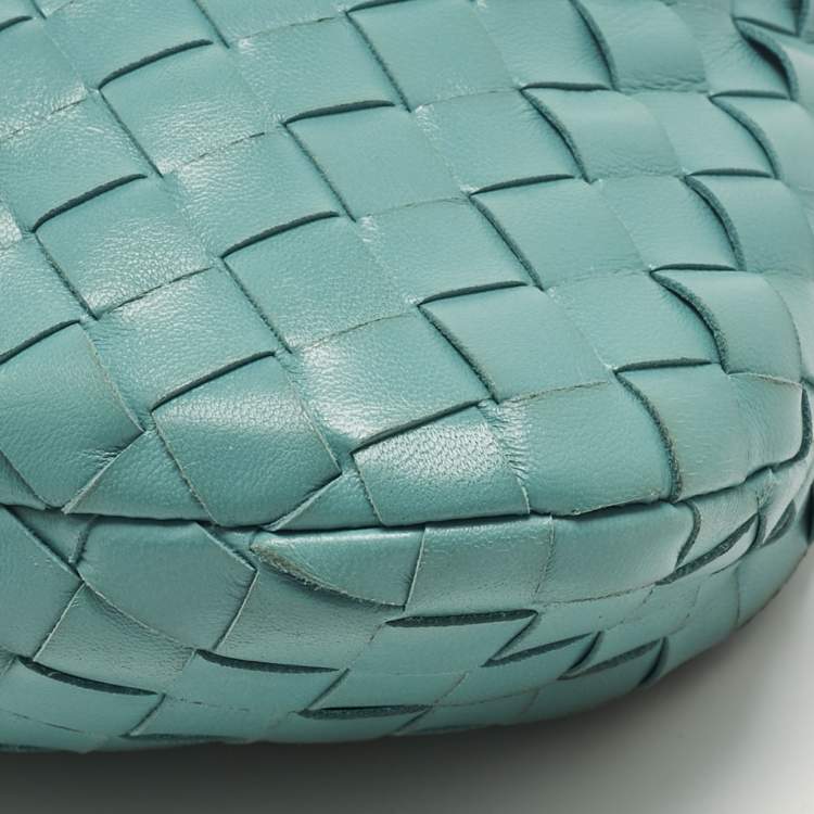 Pre Owned Bottega Veneta Turquoise Intrecciato Leather Mini Jodie Hobo