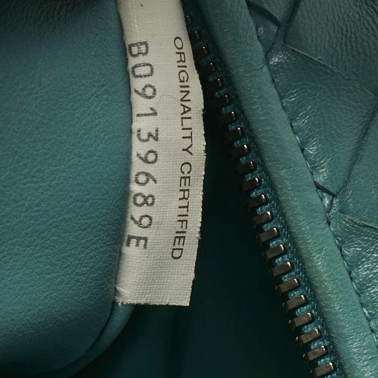 Pre Owned Bottega Veneta Turquoise Intrecciato Leather Mini Jodie Hobo