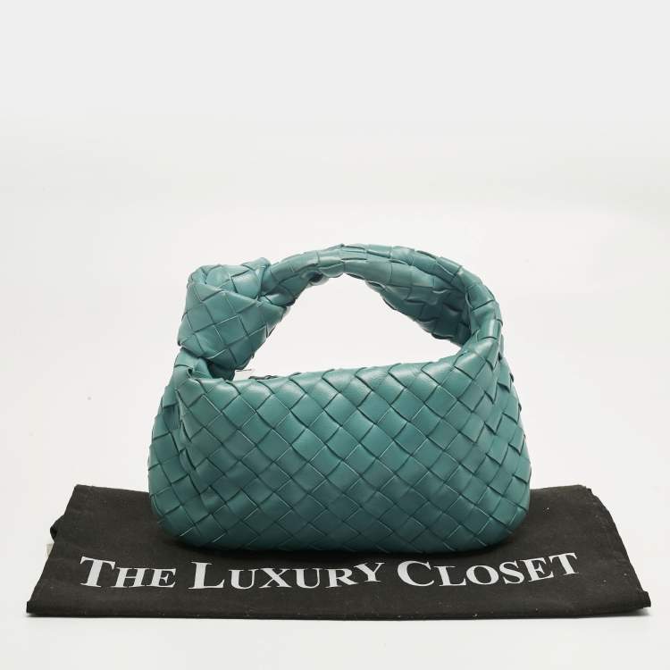 Pre Owned Bottega Veneta Turquoise Intrecciato Leather Mini Jodie Hobo