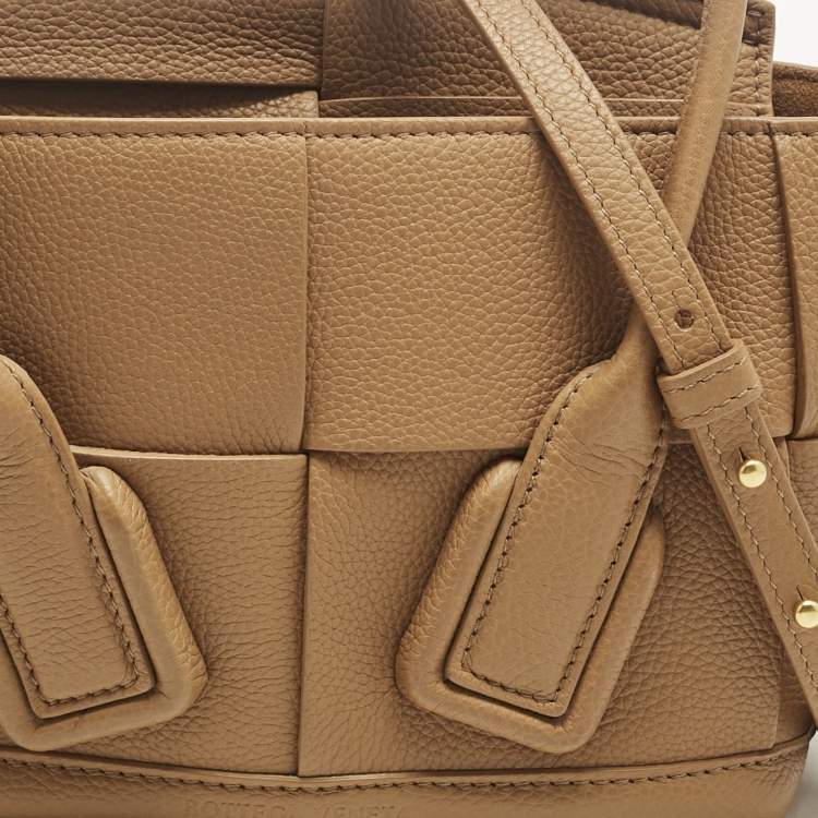 Pre Owned Bottega Veneta Brown Leather Mini Arco Top Handle Bag
