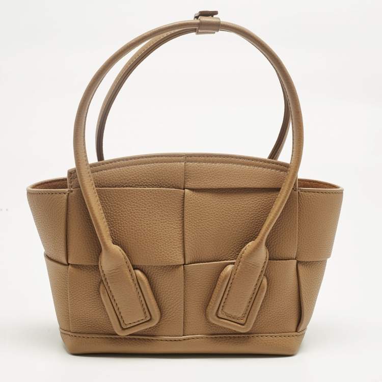 Pre Owned Bottega Veneta Brown Leather Mini Arco Top Handle Bag