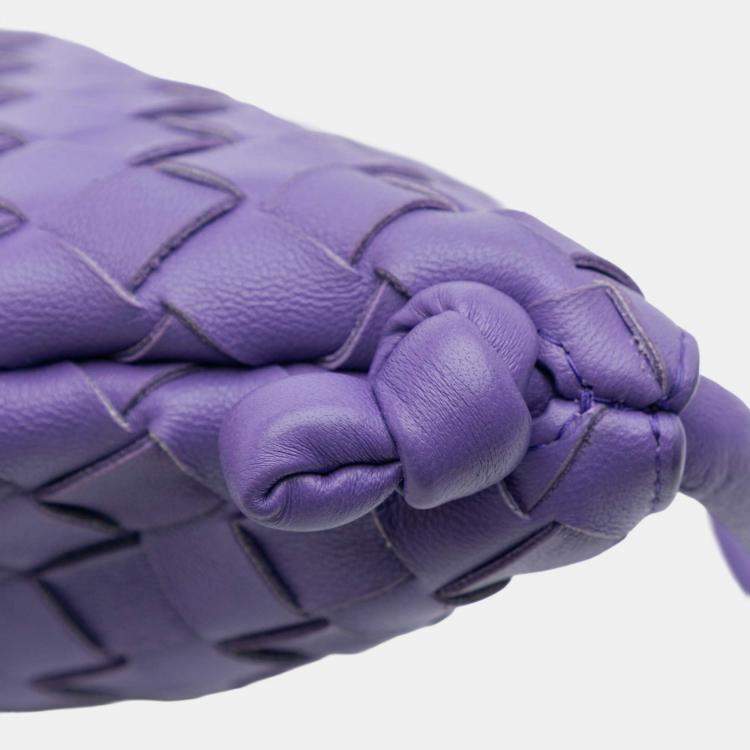 Pre Owned Bottega Veneta Purple Small Nappa Intrecciato Turn Pouch