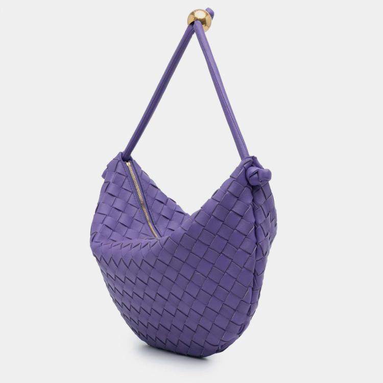 Pre Owned Bottega Veneta Purple Small Nappa Intrecciato Turn Pouch