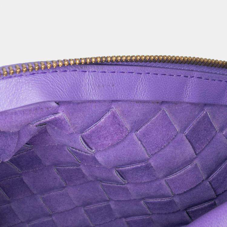 Pre Owned Bottega Veneta Purple Small Nappa Intrecciato Turn Pouch