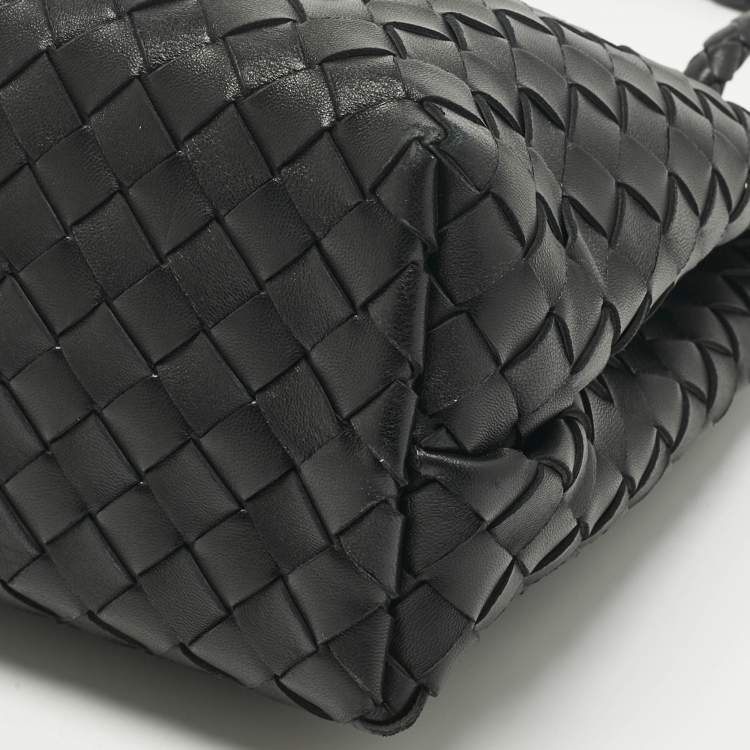 Pre Owned Bottega Veneta Black Intrecciato Leather Medium Andiamo Bag
