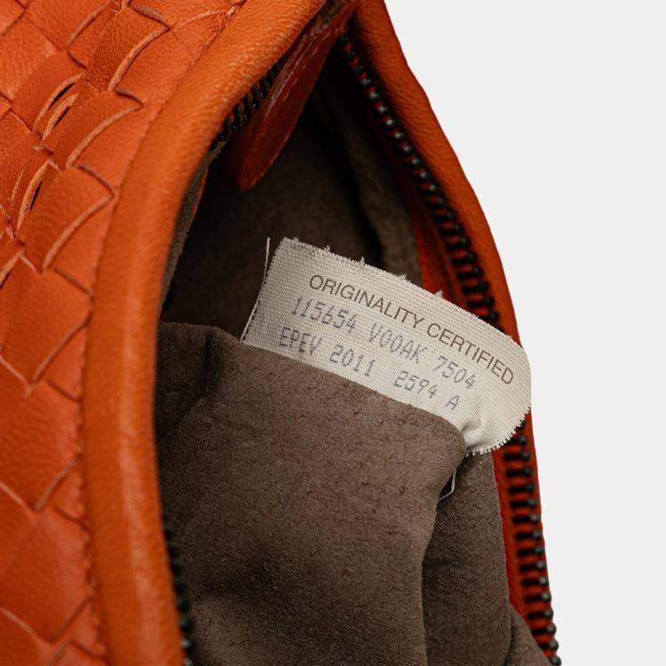 Pre Owned Bottega Veneta Orange Medium Nappa Intrecciato Fuzzy Veneta Hobo