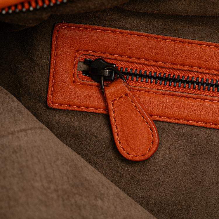 Pre Owned Bottega Veneta Orange Medium Nappa Intrecciato Fuzzy Veneta Hobo