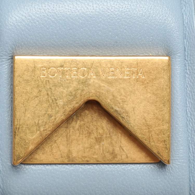 Pre Owned Bottega Veneta Light Blue Leather Cassette Padded Shoulder Bag