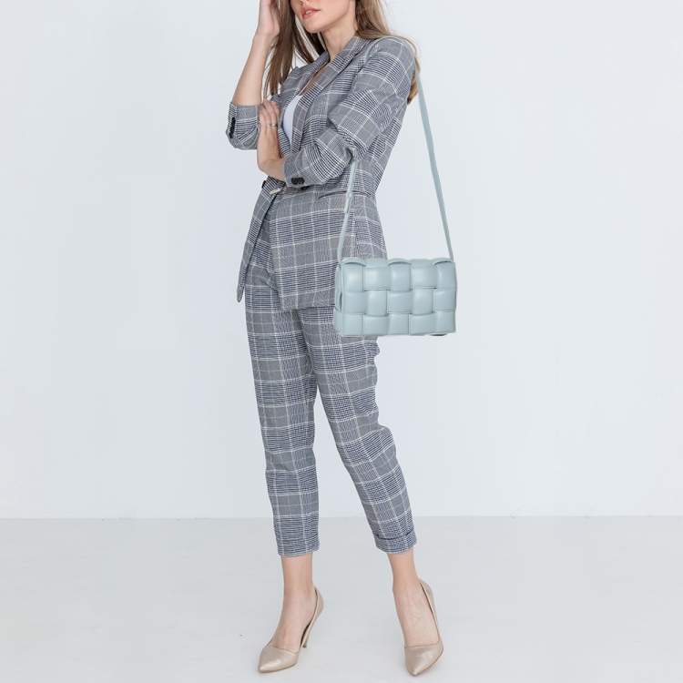 Pre Owned Bottega Veneta Light Blue Leather Cassette Padded Shoulder Bag