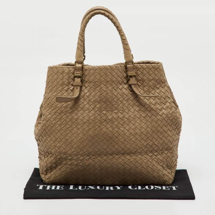 Pre Owned Bottega Veneta Beige Intrecciato Leather Medium Cesta Tote