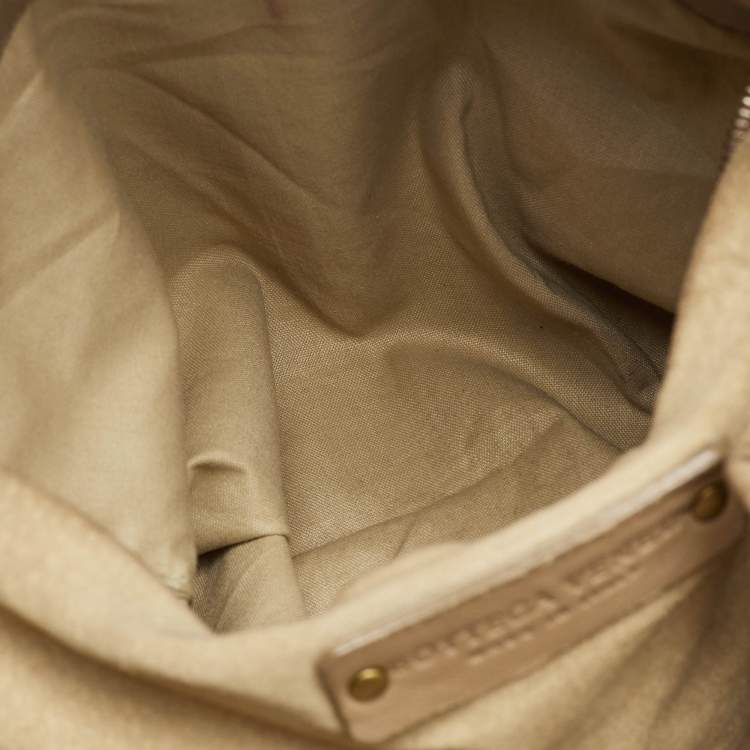 Pre Owned Bottega Veneta Beige Intrecciato Leather Medium Cesta Tote