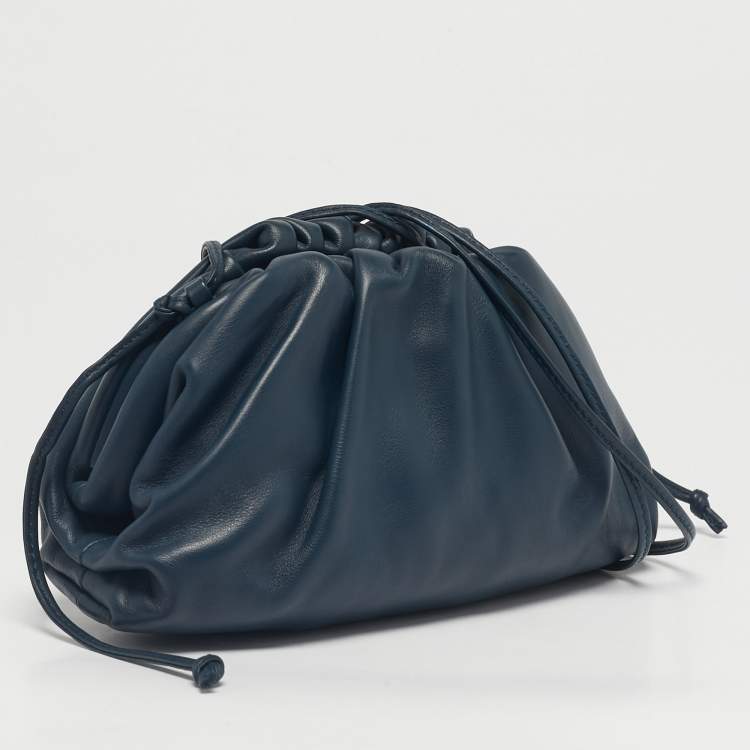 Pre Owned Bottega Veneta Blue Leather Mini The Pouch Bag