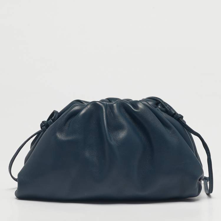 Pre Owned Bottega Veneta Blue Leather Mini The Pouch Bag