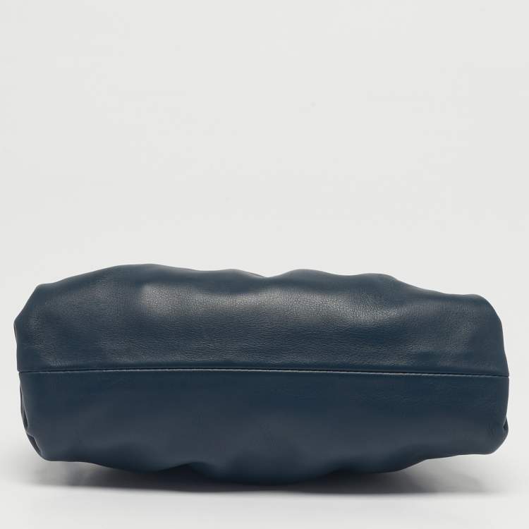 Pre Owned Bottega Veneta Blue Leather Mini The Pouch Bag