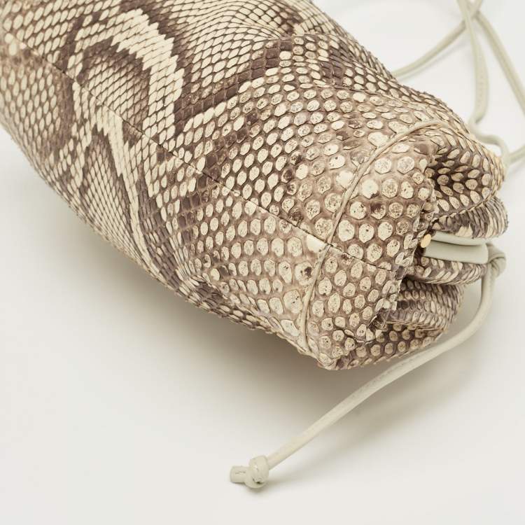 Pre Owned Bottega Veneta Beige Python Mini The Pouch Clutch